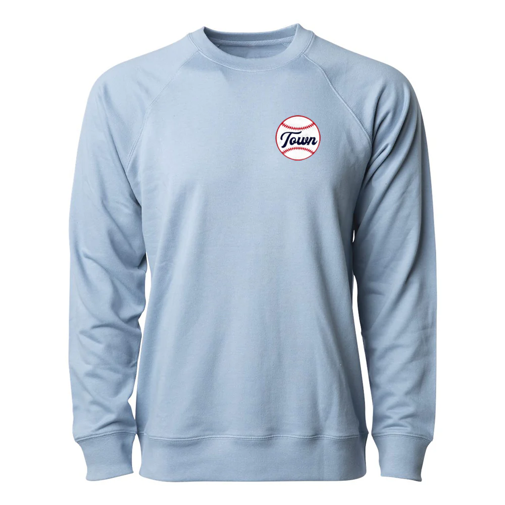 108 Stitches Light Blue Baseballtown Crewneck