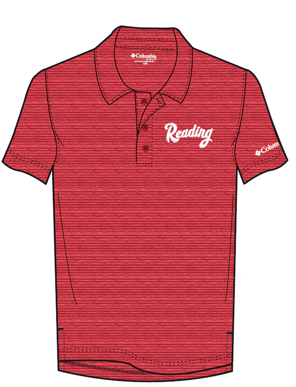 Columbia Red Omni-Wick Set II Polo W/ 'Reading' Wordmark