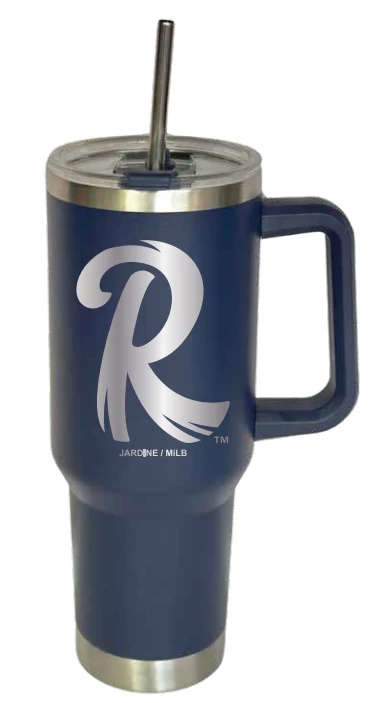 Navy Tumbler w/ Handle and Straw