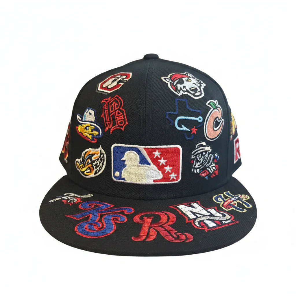 New Era 59Fifty MILB AA Logos All Over Black High Profile Hat