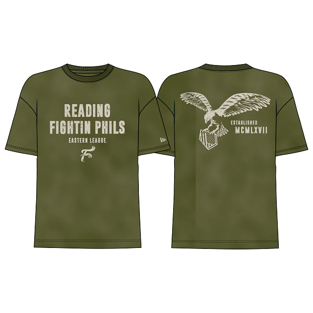 New Era Reading Fightin Phils Armed Forces Day Military Green T-Shirt