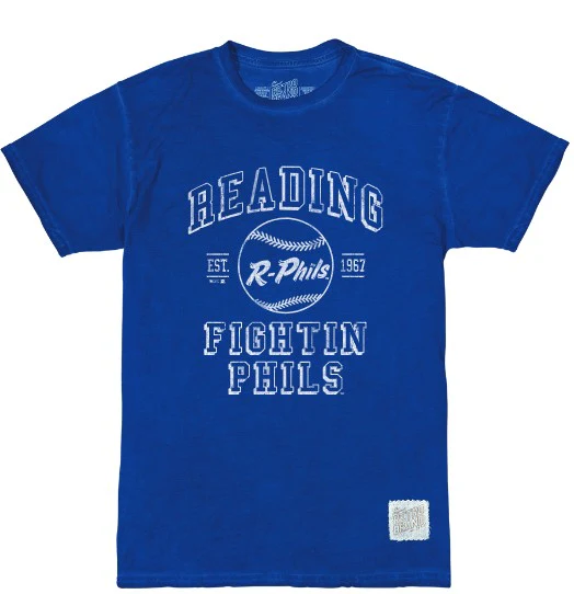 Retro Brand Royal Blue Oil Wash Fightin Phils Baseball Tee